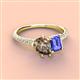 3 - Zahara 9x6 mm Pear Smoky Quartz and 7x5 mm Emerald Cut Tanzanite 2 Stone Duo Ring 