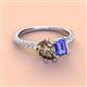 3 - Zahara 9x6 mm Pear Smoky Quartz and 7x5 mm Emerald Cut Tanzanite 2 Stone Duo Ring 