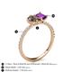 5 - Zahara 9x6 mm Pear Smoky Quartz and 7x5 mm Emerald Cut Amethyst 2 Stone Duo Ring 