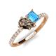 4 - Zahara 9x6 mm Pear Smoky Quartz and 7x5 mm Emerald Cut Blue Topaz 2 Stone Duo Ring 