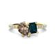 1 - Zahara 9x6 mm Pear Smoky Quartz and 7x5 mm Emerald Cut London Blue Topaz 2 Stone Duo Ring 