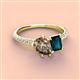 3 - Zahara 9x6 mm Pear Smoky Quartz and 7x5 mm Emerald Cut London Blue Topaz 2 Stone Duo Ring 