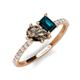 4 - Zahara 9x6 mm Pear Smoky Quartz and 7x5 mm Emerald Cut London Blue Topaz 2 Stone Duo Ring 