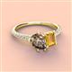 3 - Zahara 9x6 mm Pear Smoky Quartz and 7x5 mm Emerald Cut Citrine 2 Stone Duo Ring 