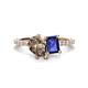 1 - Zahara 9x6 mm Pear Smoky Quartz and 7x5 mm Emerald Cut Iolite 2 Stone Duo Ring 