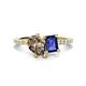 1 - Zahara 9x6 mm Pear Smoky Quartz and 7x5 mm Emerald Cut Iolite 2 Stone Duo Ring 