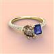 3 - Zahara 9x6 mm Pear Smoky Quartz and 7x5 mm Emerald Cut Iolite 2 Stone Duo Ring 