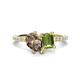 1 - Zahara 9x6 mm Pear Smoky Quartz and 7x5 mm Emerald Cut Peridot 2 Stone Duo Ring 