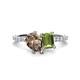 1 - Zahara 9x6 mm Pear Smoky Quartz and 7x5 mm Emerald Cut Peridot 2 Stone Duo Ring 