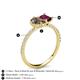 5 - Zahara 9x6 mm Pear Smoky Quartz and 7x5 mm Emerald Cut Rhodolite Garnet 2 Stone Duo Ring 