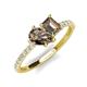 4 - Zahara 9x6 mm Pear and 7x5 mm Emerald Cut Smoky Quartz 2 Stone Duo Ring 