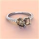 3 - Zahara 9x6 mm Pear and 7x5 mm Emerald Cut Smoky Quartz 2 Stone Duo Ring 