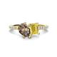 1 - Zahara 9x6 mm Pear Smoky Quartz and 7x5 mm Emerald Cut Lab Created Yellow Sapphire 2 Stone Duo Ring 