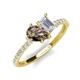 4 - Zahara 9x6 mm Pear Smoky Quartz and 7x5 mm Emerald Cut White Sapphire 2 Stone Duo Ring 