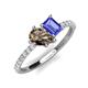 4 - Zahara 9x6 mm Pear Smoky Quartz and 7x5 mm Emerald Cut Tanzanite 2 Stone Duo Ring 