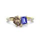 1 - Zahara 9x6 mm Pear Smoky Quartz and 7x5 mm Emerald Cut Tanzanite 2 Stone Duo Ring 