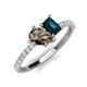 4 - Zahara 9x6 mm Pear Smoky Quartz and 7x5 mm Emerald Cut London Blue Topaz 2 Stone Duo Ring 