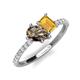 4 - Zahara 9x6 mm Pear Smoky Quartz and 7x5 mm Emerald Cut Citrine 2 Stone Duo Ring 