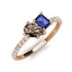 4 - Zahara 9x6 mm Pear Smoky Quartz and 7x5 mm Emerald Cut Iolite 2 Stone Duo Ring 