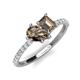 4 - Zahara 9x6 mm Pear and 7x5 mm Emerald Cut Smoky Quartz 2 Stone Duo Ring 