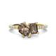 1 - Zahara 9x6 mm Pear and 7x5 mm Emerald Cut Smoky Quartz 2 Stone Duo Ring 