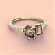 3 - Zahara 9x6 mm Pear and 7x5 mm Emerald Cut Smoky Quartz 2 Stone Duo Ring 