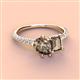 3 - Zahara 9x6 mm Pear and 7x5 mm Emerald Cut Smoky Quartz 2 Stone Duo Ring 