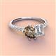3 - Zahara 9x6 mm Pear Smoky Quartz and IGI Certified 7x5 mm Emerald Cut Lab Grown Diamond 2 Stone Duo Ring 