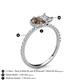 5 - Zahara 9x6 mm Pear Smoky Quartz and IGI Certified 7x5 mm Emerald Cut Lab Grown Diamond 2 Stone Duo Ring 