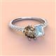 3 - Zahara 9x6 mm Pear Smoky Quartz and 7x5 mm Emerald Cut Aquamarine 2 Stone Duo Ring 