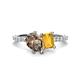 1 - Zahara 9x6 mm Pear Smoky Quartz and 7x5 mm Emerald Cut Citrine 2 Stone Duo Ring 