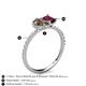 5 - Zahara 9x6 mm Pear Smoky Quartz and 7x5 mm Emerald Cut Rhodolite Garnet 2 Stone Duo Ring 