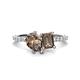 1 - Zahara 9x6 mm Pear and 7x5 mm Emerald Cut Smoky Quartz 2 Stone Duo Ring 