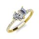 4 - Zahara IGI Certified 9x6 mm Pear and 7x5 mm Emerald Cut Lab Grown Diamond 2 Stone Duo Ring 