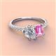 3 - Zahara IGI Certified 9x6 mm Pear Lab Grown Diamond and 7x5 mm Emerald Cut Lab Created Pink Sapphire 2 Stone Duo Ring 