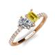 4 - Zahara IGI Certified 9x6 mm Pear Lab Grown Diamond and 7x5 mm Emerald Cut Lab Created Yellow Sapphire 2 Stone Duo Ring 