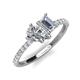 4 - Zahara IGI Certified 9x6 mm Pear Lab Grown Diamond and 7x5 mm Emerald Cut Forever One Moissanite 2 Stone Duo Ring 