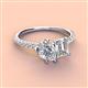 3 - Zahara IGI Certified 9x6 mm Pear Lab Grown Diamond and 7x5 mm Emerald Cut Forever Brilliant Moissanite 2 Stone Duo Ring 