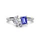 1 - Zahara IGI Certified 9x6 mm Pear Lab Grown Diamond and 7x5 mm Emerald Cut Tanzanite 2 Stone Duo Ring 