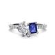 1 - Zahara IGI Certified 9x6 mm Pear Lab Grown Diamond and 7x5 mm Emerald Cut Iolite 2 Stone Duo Ring 