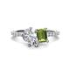 1 - Zahara IGI Certified 9x6 mm Pear Lab Grown Diamond and 7x5 mm Emerald Cut Peridot 2 Stone Duo Ring 