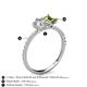 5 - Zahara IGI Certified 9x6 mm Pear Lab Grown Diamond and 7x5 mm Emerald Cut Peridot 2 Stone Duo Ring 