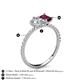 5 - Zahara IGI Certified 9x6 mm Pear Lab Grown Diamond and 7x5 mm Emerald Cut Rhodolite Garnet 2 Stone Duo Ring 