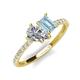 4 - Zahara IGI Certified 9x6 mm Pear Lab Grown Diamond and 7x5 mm Emerald Cut Aquamarine 2 Stone Duo Ring 