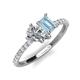 4 - Zahara IGI Certified 9x6 mm Pear Lab Grown Diamond and 7x5 mm Emerald Cut Aquamarine 2 Stone Duo Ring 