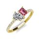 4 - Zahara IGI Certified 9x6 mm Pear Lab Grown Diamond and 7x5 mm Emerald Cut Pink Tourmaline 2 Stone Duo Ring 