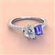 3 - Zahara IGI Certified 9x6 mm Pear Lab Grown Diamond and 7x5 mm Emerald Cut Tanzanite 2 Stone Duo Ring 