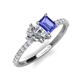 4 - Zahara IGI Certified 9x6 mm Pear Lab Grown Diamond and 7x5 mm Emerald Cut Tanzanite 2 Stone Duo Ring 