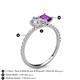 5 - Zahara IGI Certified 9x6 mm Pear Lab Grown Diamond and 7x5 mm Emerald Cut Amethyst 2 Stone Duo Ring 