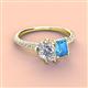3 - Zahara IGI Certified 9x6 mm Pear Lab Grown Diamond and 7x5 mm Emerald Cut Blue Topaz 2 Stone Duo Ring 
